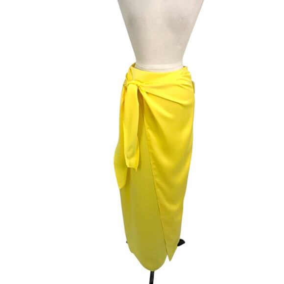ASOS Something New Gloria High Waist Long Wrap Skirt Yellow Size XS NWOT $112 - Picture 2 of 9